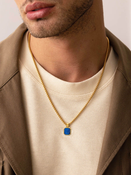 Blue stone necklace fashion gold