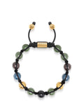 Men's Beaded Bracelet with Multicolored Ceramic & Gold Balls