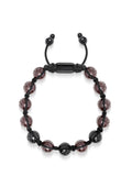 Men's Beaded Bracelet with Black & Burgundy Ceramic Balls