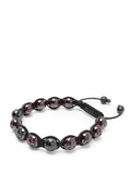 Men's Beaded Bracelet with Black & Burgundy Ceramic Balls