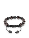 Men's Beaded Bracelet with Black & Burgundy Ceramic Balls