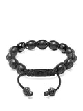 Men's Beaded Bracelet with Matte Black & Glossy Black Ceramic Beads