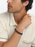 Men's Beaded Bracelet with Matte Black & Glossy Black Ceramic Beads