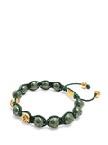 Men's Beaded Bracelet with Glossy Green Ceramic & Gold Beads