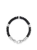 Men's Hexagon Beaded Bracelet with Black Onyx and Silver