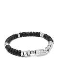 Men's Hexagon Beaded Bracelet with Black Onyx and Silver