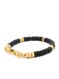 Men's Hexagon Beaded Bracelet with Black Onyx and Gold