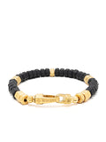 Men's Hexagon Beaded Bracelet with Black Onyx and Gold