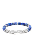 Men's Hexagon Beaded Bracelet with Blue Lapis and Silver