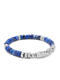 Men's Hexagon Beaded Bracelet with Blue Lapis and Silver