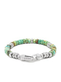 Men's Hexagon Beaded Bracelet with Green Turquoise and Silver