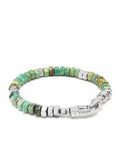 Men's Hexagon Beaded Bracelet with Green Turquoise and Silver