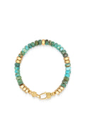 Men's Hexagon Beaded Bracelet with Green Turquoise and Gold