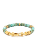 Men's Hexagon Beaded Bracelet with Green Turquoise and Gold