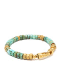 Men's Hexagon Beaded Bracelet with Green Turquoise and Gold