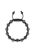 Men's Beaded Bracelet with Glossy Black Ceramic & CZ Beads