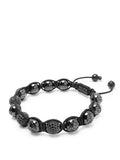 Men's Beaded Bracelet with Glossy Black Ceramic & CZ Beads