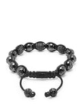 Men's Beaded Bracelet with Glossy Black Ceramic & CZ Beads