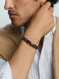 Men's Ceramic Flatbead Bracelet in Black, Blue, Red and Gold