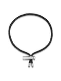 Men's Black String Bracelet with Adjustable Silver Lock