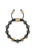 Women's Beaded Bracelet with Green Ceramic and Gold Beads