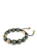 Women's Beaded Bracelet with Green Ceramic and Gold Beads