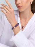 Women's Beaded Bracelet with Faceted Amethyst, Burgundy Ceramic and Gold CZ