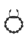 Women's Beaded Bracelet with Black Ceramic and Black CZ Beads