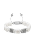 Women's White Ceramic Flatbead Bracelet with Silver CZ