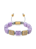 Women's Lavender Ceramic Flatbead Bracelet with Gold CZ