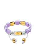 Women's Lavender Ceramic Flatbead Bracelet with Gold CZ