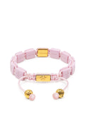 Women's Soft Pink Ceramic Flatbead Bracelet with Gold CZ