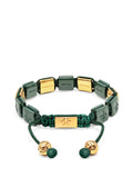 Women's Dark Green Ceramic Flatbead Bracelet with Gold CZ