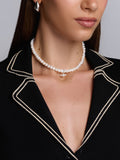 Women's Pearl Choker with Angel Wing Pendant