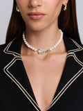 Women's Pearl Choker with Silver Panther Head