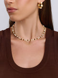 Women's Mini Beaded Choker with Pearls and Tiger Eye