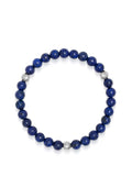 Nialaya Men's Beaded Bracelet 6mm Blue Lazuli Bracelet with Silver Balls 6mm Blue Lazuli Bracelet with Silver Balls