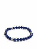 Nialaya Men's Beaded Bracelet 6mm Blue Lazuli Bracelet with Silver Balls 6mm Blue Lazuli Bracelet with Silver Balls