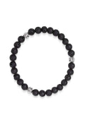 Nialaya Men's Beaded Bracelet 6mm Lava Stone Bracelet with Silver Balls 6mm Lava Stone Bracelet with Silver Balls