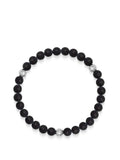 6mm Matte Black Onyx Bracelet with Silver Balls