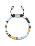 Nialaya Men's Beaded Bracelet Men's Beaded Bracelet with Blue, Brown, Orange, White, and Silver Disc Beads