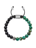 Nialaya Men's Beaded Bracelet Men's Beaded Bracelet with Ebony, Bali Turquoise and Indian Silver