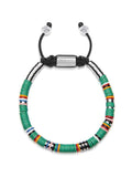 Nialaya Men's Beaded Bracelet Men's Beaded Bracelet with Green Disc Beads