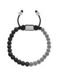 Nialaya Men's Beaded Bracelet Men's Beaded Bracelet with Lava Stone and Indian Silver Cairo Beads L (18cm / 7.1”) MIN6_003