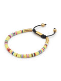 Nialaya Men's Beaded Bracelet Men's Beaded Bracelet with Lemon Yellow Disc Beads and Gold