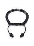 Nialaya Men's Beaded Bracelet Men's Beaded Bracelet with Matte Onyx and Hand Carved Black Tube Beads with Black CZ Diamonds