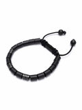 Nialaya Men's Beaded Bracelet Men's Beaded Bracelet with Matte Onyx and Hand Carved Black Tube Beads with Black CZ Diamonds