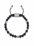 Nialaya Men's Beaded Bracelet Men's Beaded Bracelet with Matte Onyx and Silver Beads M (17cm / 6.7”) / Black MSRD6_022