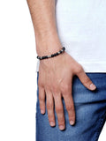 Nialaya Men's Beaded Bracelet Men's Beaded Bracelet with Matte Onyx and Silver Beads M (17cm / 6.7”) / Black MSRD6_022