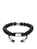 Nialaya Men's Beaded Bracelet Men's Beaded Bracelet with Onyx and Sterling Silver Beads Men's 14K Gold Collection, Black Diamond Pave Ball, Matte Onyx